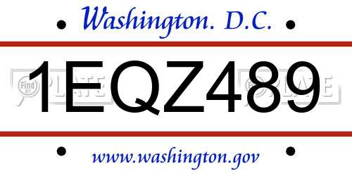 1EQZ489 District Of Columbia License Plate