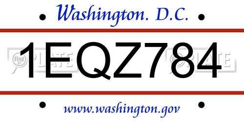 1EQZ784 District Of Columbia License Plate