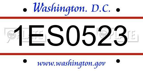 1ES0523 District Of Columbia License Plate