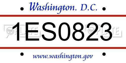 1ES0823 District Of Columbia License Plate