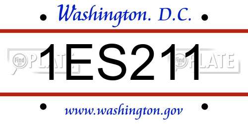 1ES211 District Of Columbia License Plate