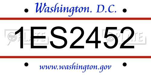 1ES2452 District Of Columbia License Plate