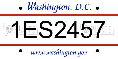 1ES2457 District Of Columbia License Plate