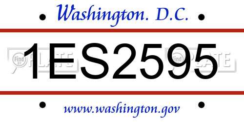 1ES2595 District Of Columbia License Plate