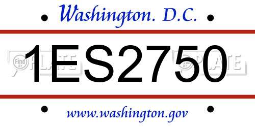1ES2750 District Of Columbia License Plate