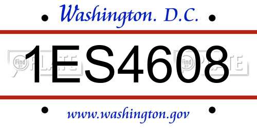 1ES4608 District Of Columbia License Plate