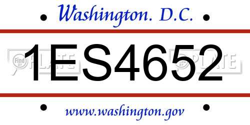 1ES4652 District Of Columbia License Plate