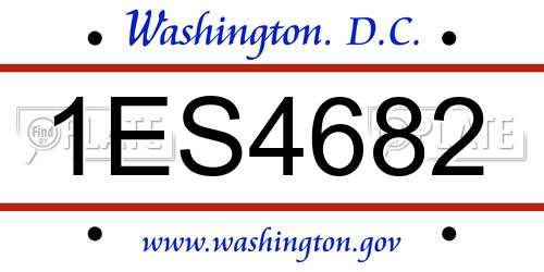 1ES4682 District Of Columbia License Plate