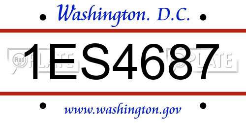 1ES4687 District Of Columbia License Plate