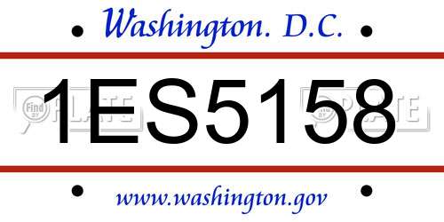 1ES5158 District Of Columbia License Plate