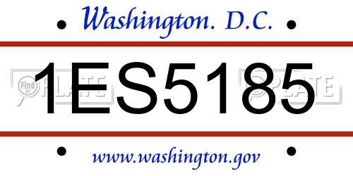 1ES5185 District Of Columbia License Plate