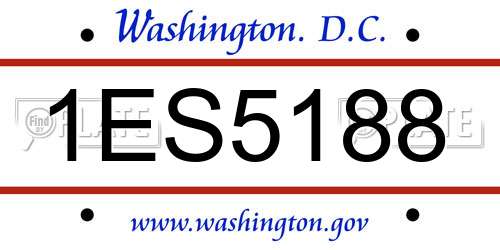 1ES5188 District Of Columbia License Plate