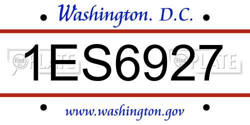 1ES6927 District Of Columbia License Plate
