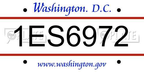 1ES6972 District Of Columbia License Plate