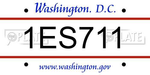 1ES711 District Of Columbia License Plate