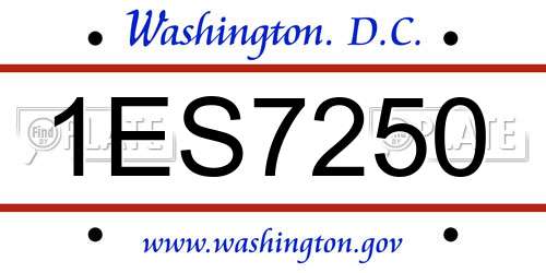 1ES7250 District Of Columbia License Plate