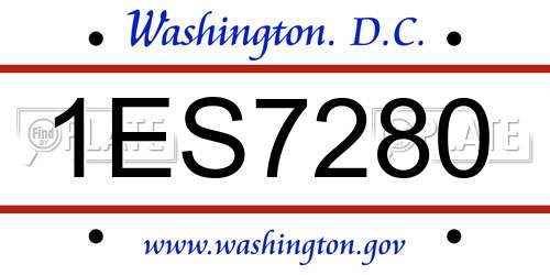 1ES7280 District Of Columbia License Plate