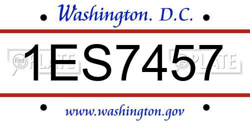1ES7457 District Of Columbia License Plate