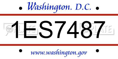 1ES7487 District Of Columbia License Plate