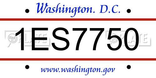 1ES7750 District Of Columbia License Plate
