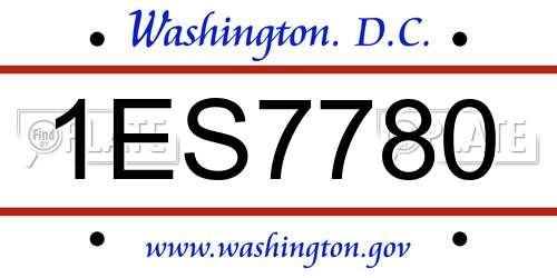 1ES7780 District Of Columbia License Plate