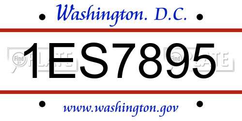 1ES7895 District Of Columbia License Plate