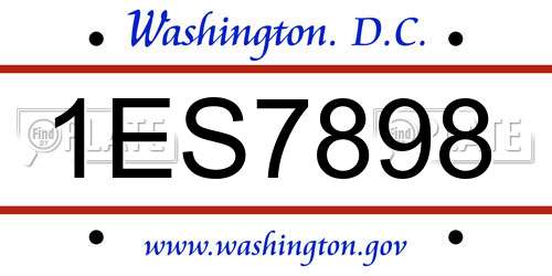 1ES7898 District Of Columbia License Plate
