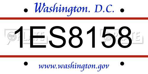 1ES8158 District Of Columbia License Plate