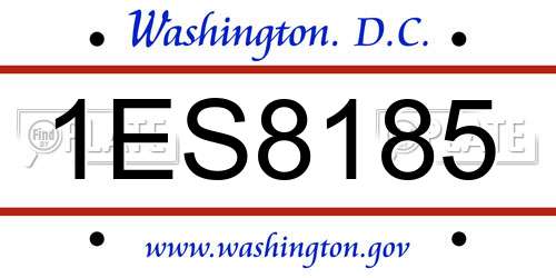 1ES8185 District Of Columbia License Plate