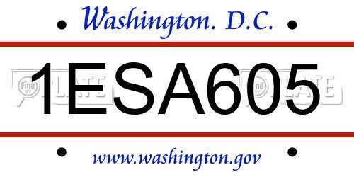 1ESA605 District Of Columbia License Plate