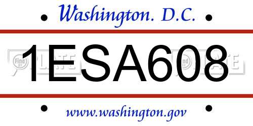 1ESA608 District Of Columbia License Plate