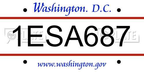 1ESA687 District Of Columbia License Plate