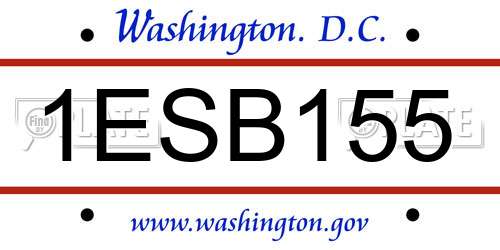 1ESB155 District Of Columbia License Plate