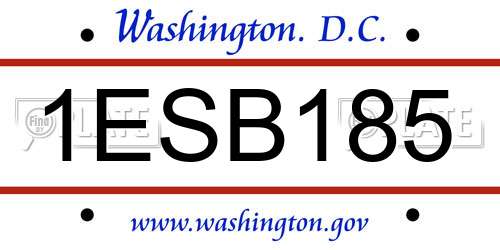 1ESB185 District Of Columbia License Plate