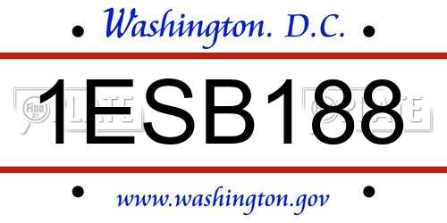 1ESB188 District Of Columbia License Plate