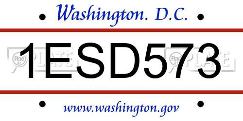 1ESD573 District Of Columbia License Plate