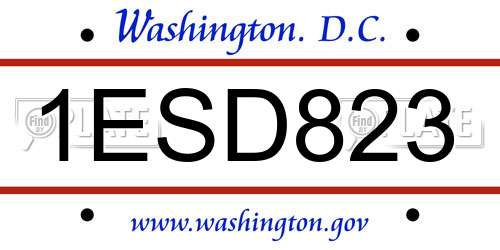 1ESD823 District Of Columbia License Plate