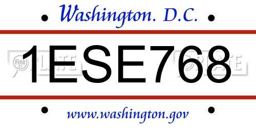 1ESE768 District Of Columbia License Plate