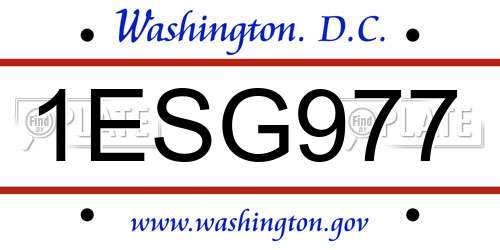 1ESG977 District Of Columbia License Plate