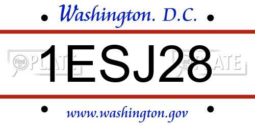 1ESJ28 District Of Columbia License Plate