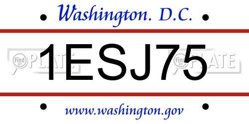 1ESJ75 District Of Columbia License Plate