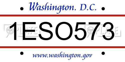 1ESO573 District Of Columbia License Plate
