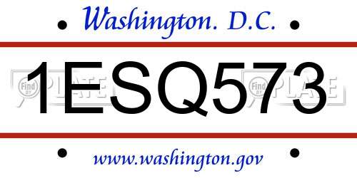 1ESQ573 District Of Columbia License Plate