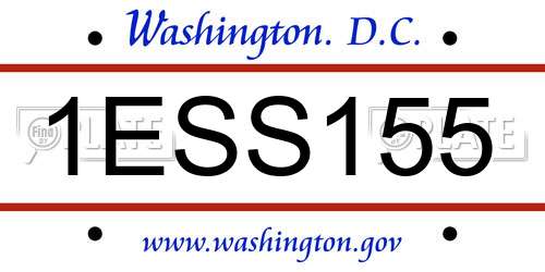 1ESS155 District Of Columbia License Plate