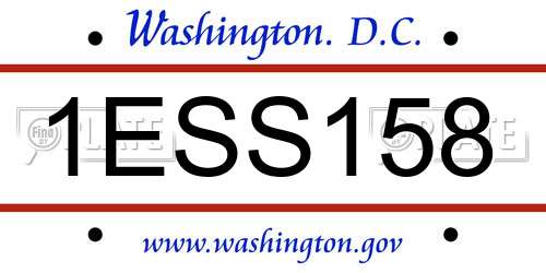 1ESS158 District Of Columbia License Plate