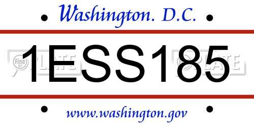 1ESS185 District Of Columbia License Plate