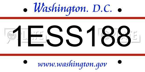 1ESS188 District Of Columbia License Plate