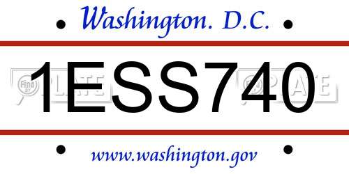 1ESS740 District Of Columbia License Plate
