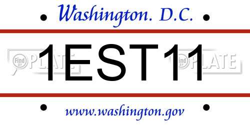 1EST11 District Of Columbia License Plate