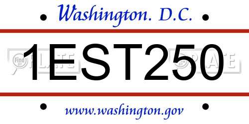 1EST250 District Of Columbia License Plate